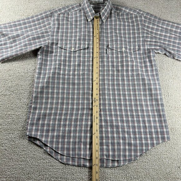 Vintage Levi's Silver Label Plaid Button Up Shirt White Gray Red Men’s Size M - Picture 4 of 7